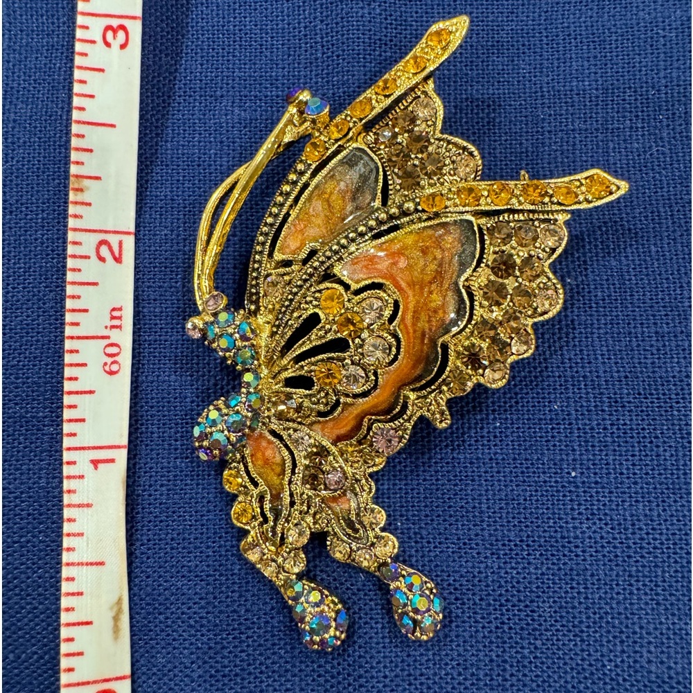 Butterfly brooch- enameled with rhinestones NWOT